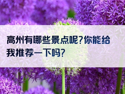 高州有哪些景点呢？你能给我推荐一下吗？