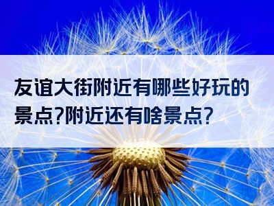 友谊大街附近有哪些好玩的景点？附近还有啥景点？