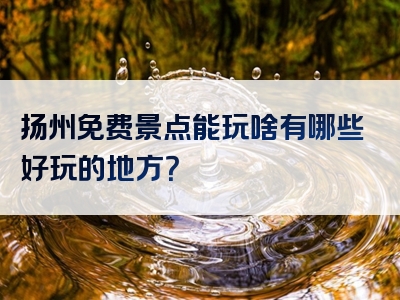 扬州免费景点能玩啥有哪些好玩的地方？