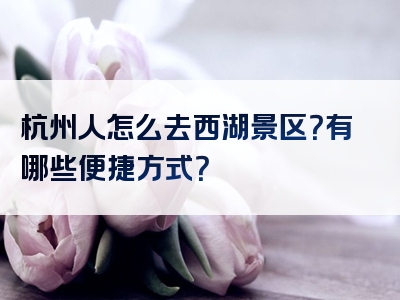 杭州人怎么去西湖景区？有哪些便捷方式？