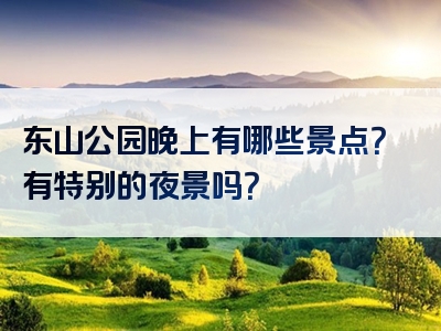 东山公园晚上有哪些景点？有特别的夜景吗？