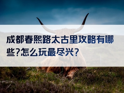 成都春熙路太古里攻略有哪些？怎么玩最尽兴？