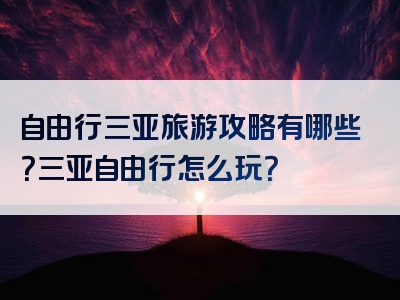 自由行三亚旅游攻略有哪些？三亚自由行怎么玩？