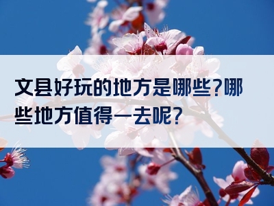 文县好玩的地方是哪些？哪些地方值得一去呢？