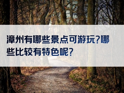 漳州有哪些景点可游玩？哪些比较有特色呢？