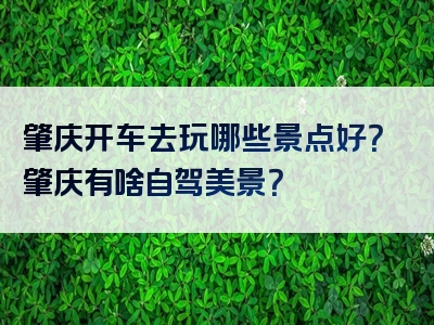 肇庆开车去玩哪些景点好？肇庆有啥自驾美景？