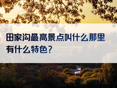 田家沟最高景点叫什么那里有什么特色？