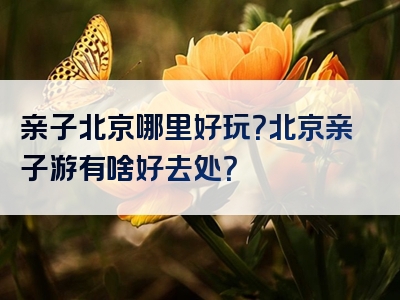 亲子北京哪里好玩？北京亲子游有啥好去处？