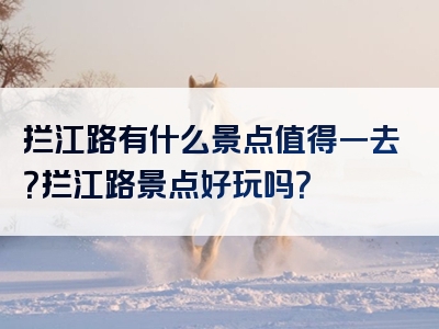 拦江路有什么景点值得一去？拦江路景点好玩吗？
