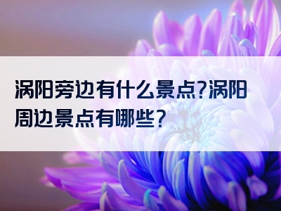 涡阳旁边有什么景点？涡阳周边景点有哪些？