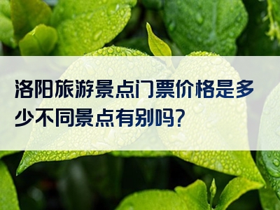 洛阳旅游景点门票价格是多少不同景点有别吗？