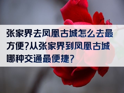 张家界去凤凰古城怎么去最方便？从张家界到凤凰古城哪种交通最便捷？
