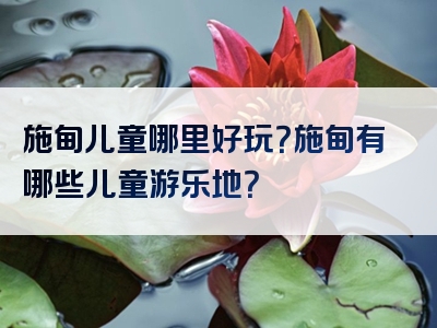 施甸儿童哪里好玩？施甸有哪些儿童游乐地？