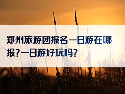 郑州旅游团报名一日游在哪报？一日游好玩吗？