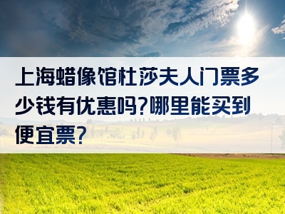 上海蜡像馆杜莎夫人门票多少钱有优惠吗？哪里能买到便宜票？