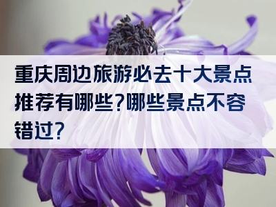 重庆周边旅游必去十大景点推荐有哪些？哪些景点不容错过？
