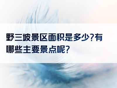 野三坡景区面积是多少？有哪些主要景点呢？