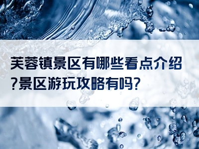 芙蓉镇景区有哪些看点介绍？景区游玩攻略有吗？