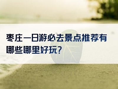 枣庄一日游必去景点推荐有哪些哪里好玩？