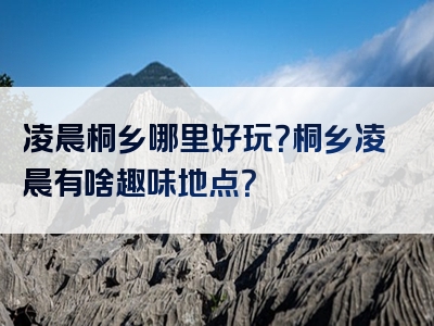 凌晨桐乡哪里好玩？桐乡凌晨有啥趣味地点？