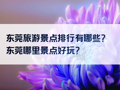 东莞旅游景点排行有哪些？东莞哪里景点好玩？