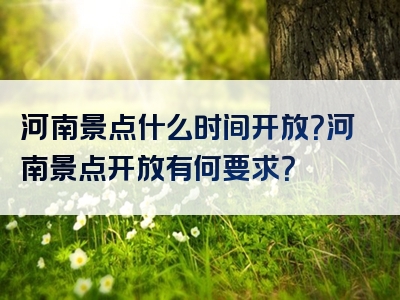 河南景点什么时间开放？河南景点开放有何要求？