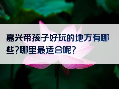 嘉兴带孩子好玩的地方有哪些？哪里最适合呢？