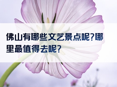 佛山有哪些文艺景点呢？哪里最值得去呢？
