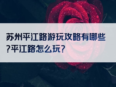 苏州平江路游玩攻略有哪些？平江路怎么玩？