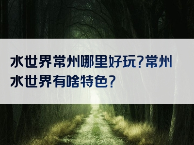水世界常州哪里好玩？常州水世界有啥特色？