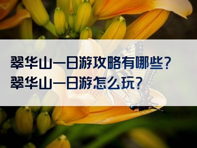 翠华山一日游攻略有哪些？翠华山一日游怎么玩？