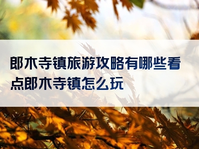 郎木寺镇旅游攻略有哪些看点郎木寺镇怎么玩