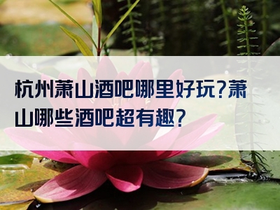杭州萧山酒吧哪里好玩？萧山哪些酒吧超有趣？