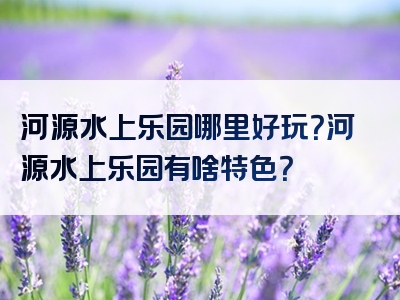 河源水上乐园哪里好玩？河源水上乐园有啥特色？