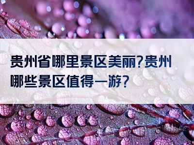 贵州省哪里景区美丽？贵州哪些景区值得一游？
