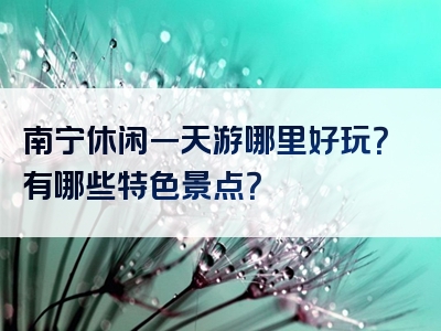 南宁休闲一天游哪里好玩？有哪些特色景点？