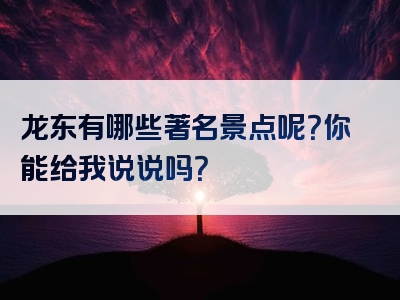 龙东有哪些著名景点呢？你能给我说说吗？