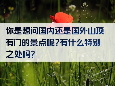 你是想问国内还是国外山顶有门的景点呢？有什么特别之处吗？