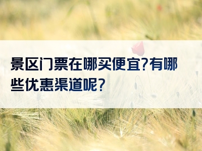 景区门票在哪买便宜？有哪些优惠渠道呢？