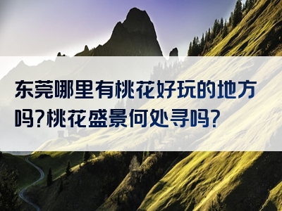 东莞哪里有桃花好玩的地方吗？桃花盛景何处寻吗？