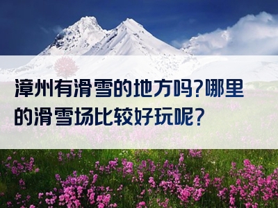 漳州有滑雪的地方吗？哪里的滑雪场比较好玩呢？