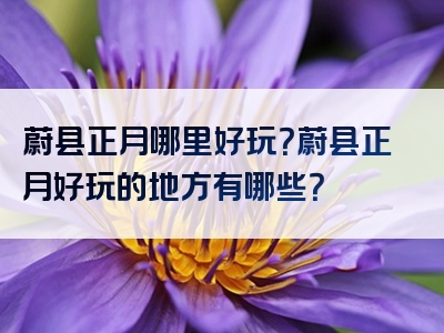 蔚县正月哪里好玩？蔚县正月好玩的地方有哪些？