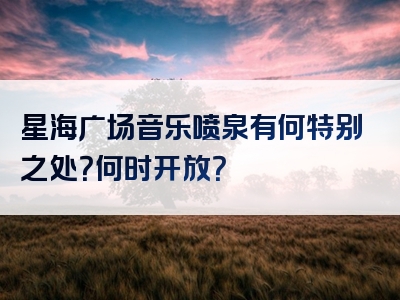 星海广场音乐喷泉有何特别之处？何时开放？