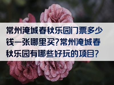 常州淹城春秋乐园门票多少钱一张哪里买？常州淹城春秋乐园有哪些好玩的项目？