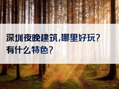 深圳夜晚建筑，哪里好玩？有什么特色？