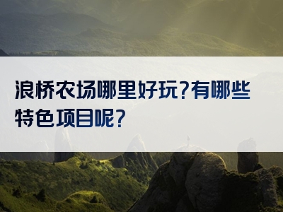 浪桥农场哪里好玩？有哪些特色项目呢？
