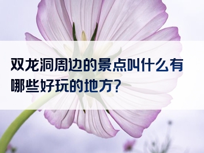 双龙洞周边的景点叫什么有哪些好玩的地方？