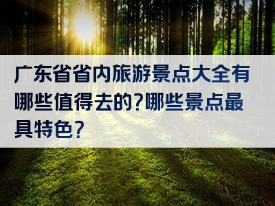 广东省省内旅游景点大全有哪些值得去的？哪些景点最具特色？