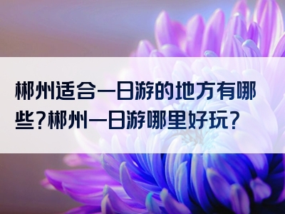 郴州适合一日游的地方有哪些？郴州一日游哪里好玩？