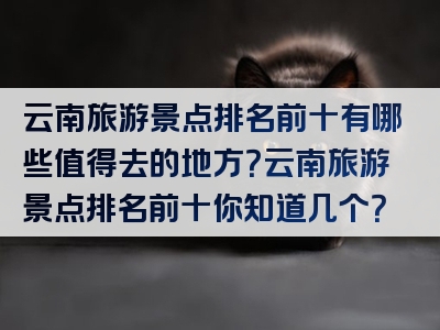 云南旅游景点排名前十有哪些值得去的地方？云南旅游景点排名前十你知道几个？